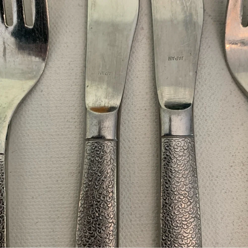 Ekco Eterna Textured Stainless Steel Flatware Japan UA F0645 Petite 5 Piece Set